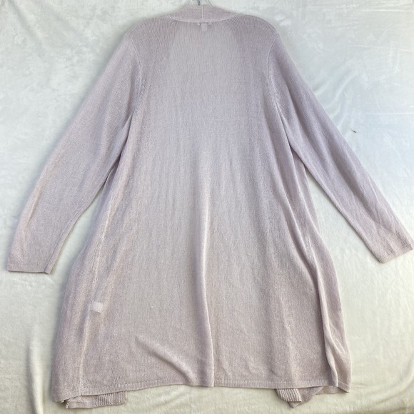 2/$30 J.Jill Cardigan Women Sz XL Pink Loose Knit Linen Blend Long - Picture 9 of 12